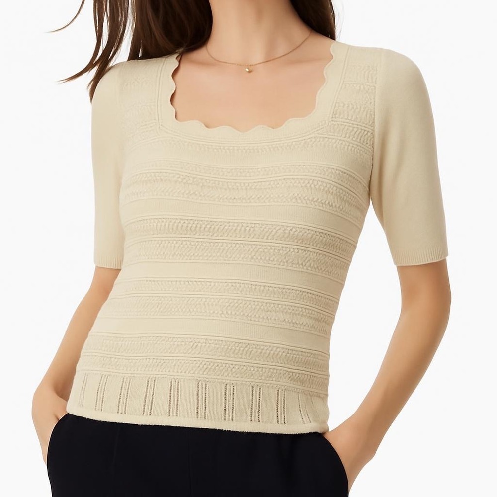 Sam Edelman Averie Open‎ Stitch Short Sleeve Sweater Size XL